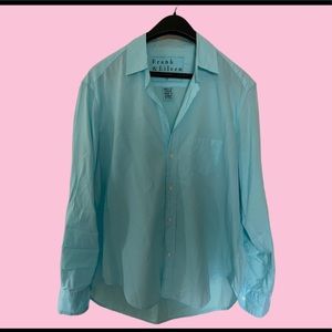 Frank & Eileen Blouse Aqua Blue Long Sleeve Button Up Shirt Size Medium
